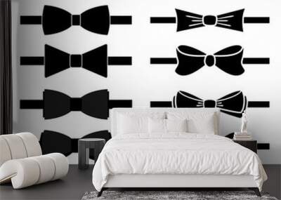 vector collection of black bow ties on white background Wall mural