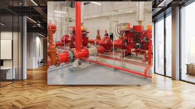 Fire fire fighting pining install with high performance gate valve in fire pump room Wall mural