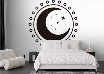 moon star in the circle shape logo design vector illustration Wall mural