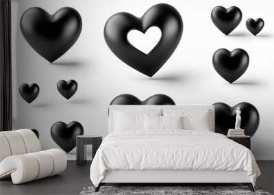 3D black hearts Wall mural