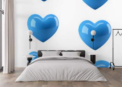 3D blue hearts Wall mural