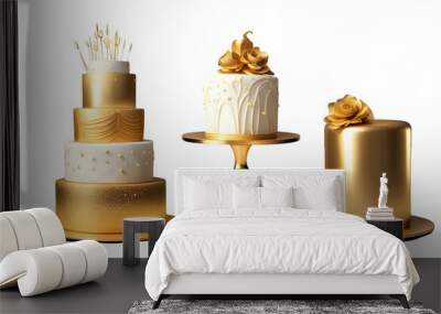 3D gold cake Wall mural