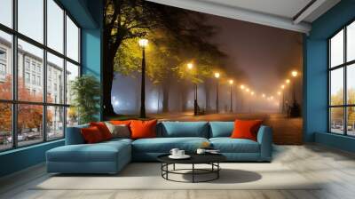 City night street, spring summer Wall mural