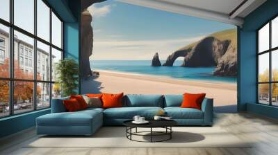 Cliffs, calm sea Wall mural