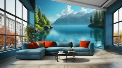 lake with a realistic water surface Wall mural