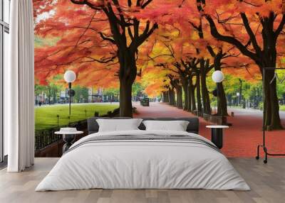 park with autumn Wall mural