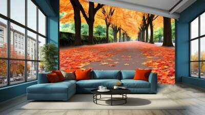 park with autumn Wall mural