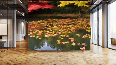 pond with autumn Wall mural