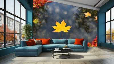 pond with autumn Wall mural