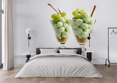 set of Green grapes ice cream Wall mural