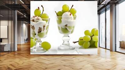 set of Green grapes ice cream Wall mural