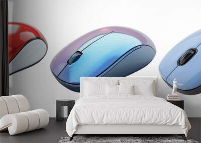 Computer mice set isolated on transparent background with different designs and colors Wall mural