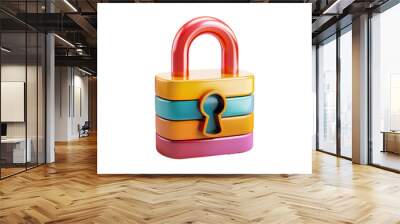 Padlocks set isolated on transparent background with colorful security locks Wall mural