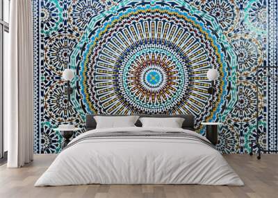 Closeup of colourful moroccan tiles. Wall mural