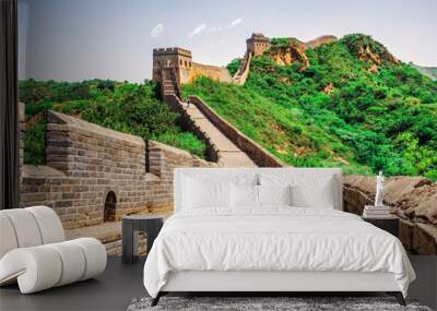 The Great Wall Jinshanling section with green trees in a sunny day, Beijing, China Wall mural