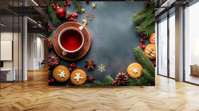 christmas decorations whit lights and bokeh Wall mural