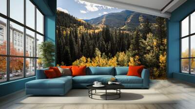 Landscape view of the mountains in Vail, Colorado covered in fall foliage.  Wall mural