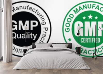 GMP (Good Manufacturing Practice) certified round stamp on white background - Vector, Gmp certified vector stamp isolated on white background, certified round stamp on white background - Vector Wall mural