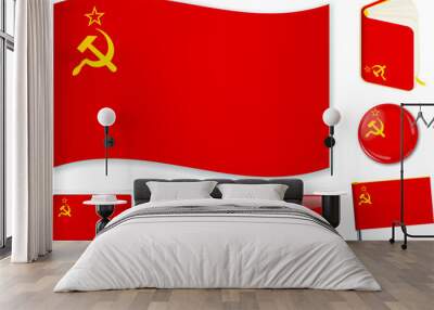 Soviet Union. Vector illustration. 3 layers. Shadows, flat flag, lights and shadows. Wall mural