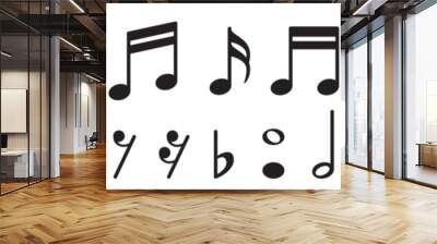 Set of all music notes symbols, flat design vector illustrations Wall mural