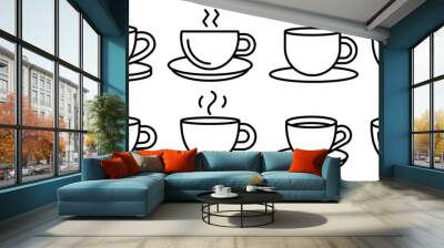 Set of Coffee Cup template line icons, on transparent background, line design vector illustration, coffee concept Wall mural