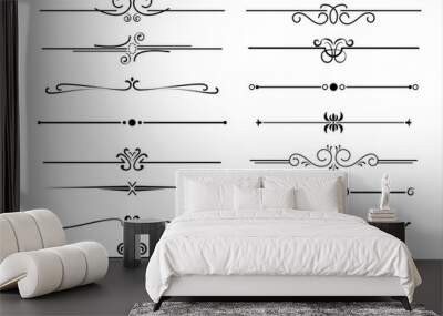 Set of ornamental filigree flourishes and thin dividers Wall mural