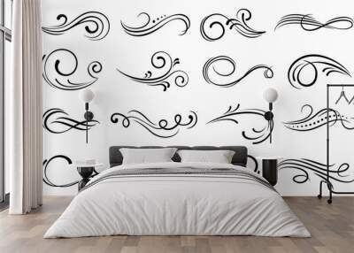 Set of ornamental filigree flourishes and thin dividers Wall mural