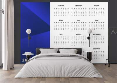 2020 Calendar - illustration. Template Mock up. Gradient background Wall mural