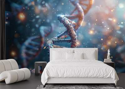 3d helix chromosome or Dna structure  technology science background. 3d render illustration Wall mural