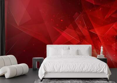 Abstract banner red geometric with lighting red effect background Wall mural