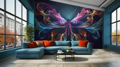 abstract butterfly on the dark background Wall mural