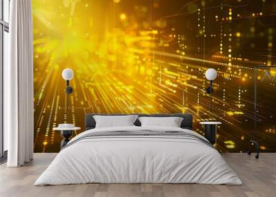 Abstract yellow tech background Wall mural