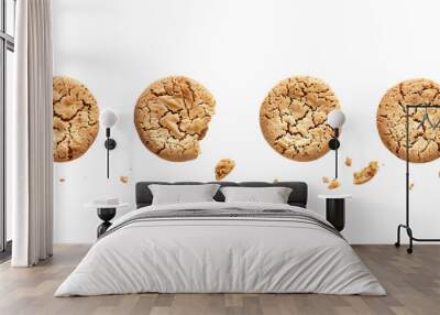 Different stages of eaten cookie isolated on transparent background  Wall mural