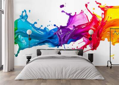 Rainbow paint splash Isolated on transparent background Wall mural