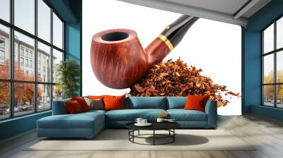 Smoking pipe and tobacco isolated on transparent background Wall mural