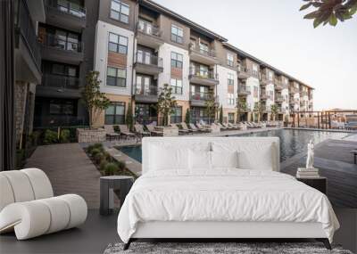 outdoor pool in a modern apartment complex Wall mural