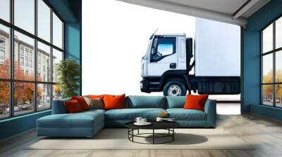 Delivery truck on white isolated background Wall mural