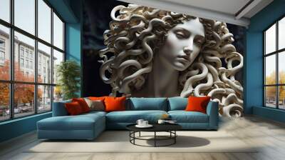 Close up of Marble statue of Medusa in temple  Wall mural