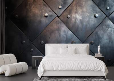 Design of steel texture background, industrial brushed metal surface wallpaper Wall mural