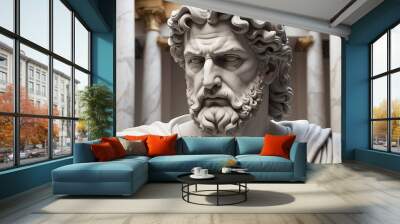 Photorealistic stoic greek marble statue in temple, Stoics and stoicism motivational and inspirational quotes Wall mural