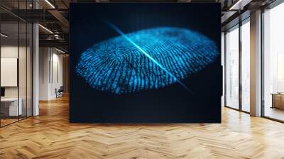 3D illustration Fingerprint scan provides security access with biometrics identification. Concept Fingerprint protection. Wall mural