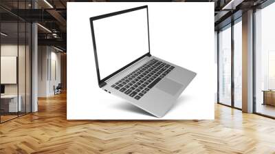 3D illustration Laptop isolated on white background. Laptop with empty space, screen laptop at an angle. Wall mural