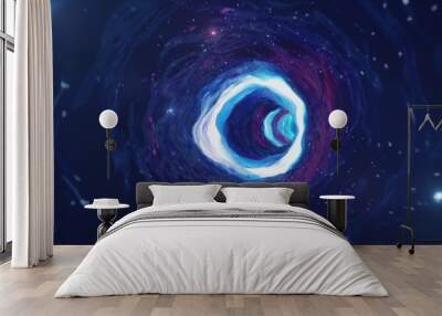 3D illustration tunnel or wormhole, tunnel that can connect one universe with another. Abstract speed tunnel warp in space, wormhole or black hole, scene of overcoming the temporary space in cosmos. Wall mural