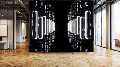 3D rendering abstrac futuristic dark corridor with neon lights. Glowing light. Futuristic architecture background Wall mural