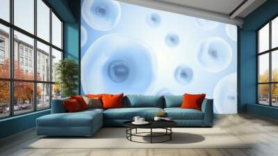 Human cell or animal  on blue background. Life and biology, medicine scientific concept with focus effect. 3d illustration Wall mural