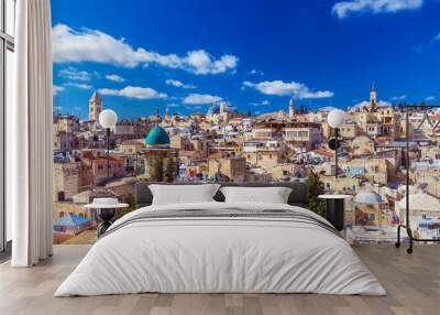 Roofs of Old City with Holy Sepulcher Church Dome, Jerusalem Wall mural