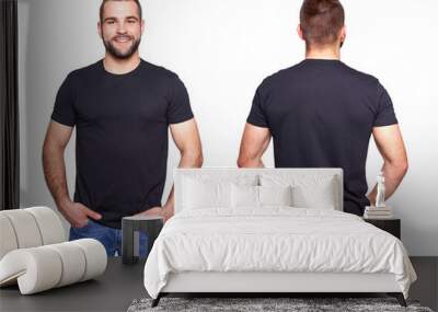 black t shirt on a young man template Wall mural