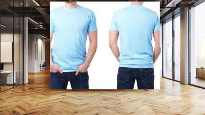 blue t shirt on a young man template Wall mural