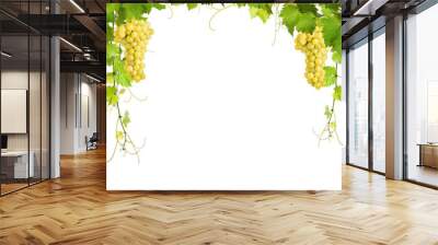 Collage of vine leaves and yellow grapes Wall mural