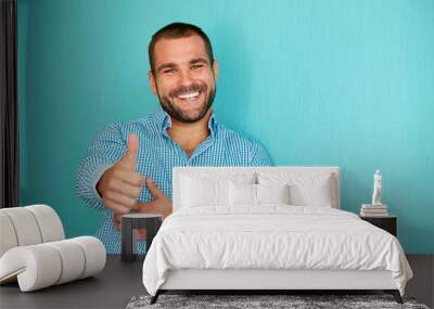 happy man with thumb up Wall mural